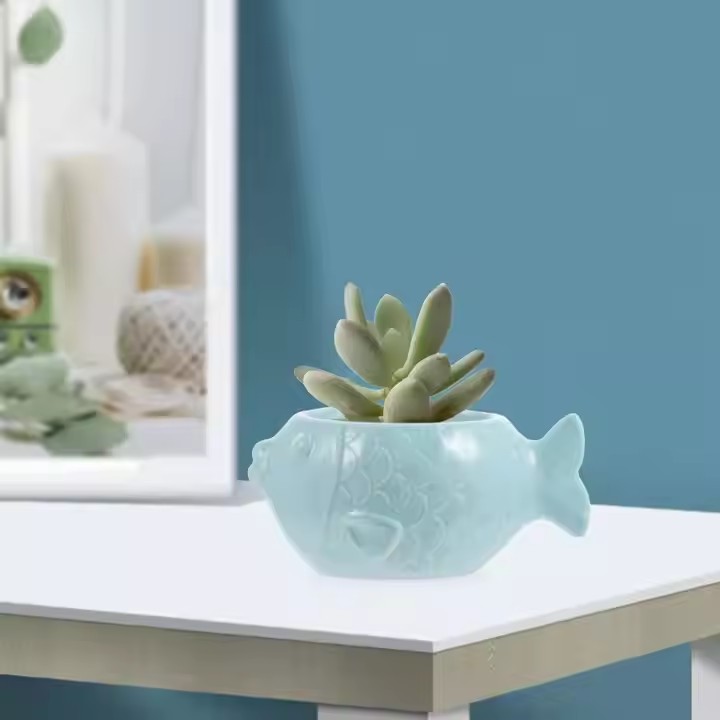 Good Quality Ceramic Indoor Tabletop Fashion Cute Sea Animals Flower Pot